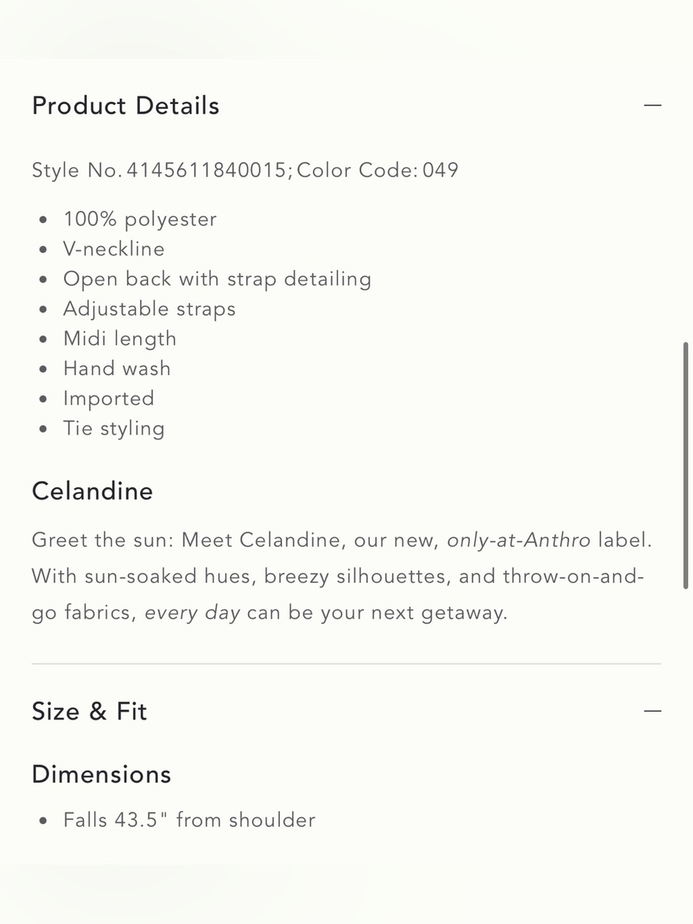 New | Anthropologie | Celandine Shell Comber Midi Dress Small - Picture 5 of 5